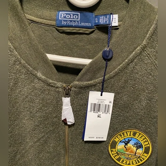 Polo by Ralph Lauren, men's fleece bomber jacket, size XL new with tags.